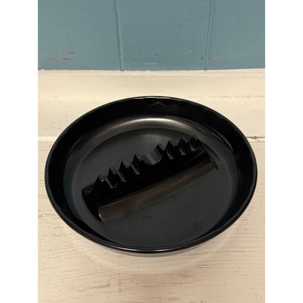 Vintage Ges-Line 341 Black Melamine Ashtray Round Made in USA Mid Century Modern
